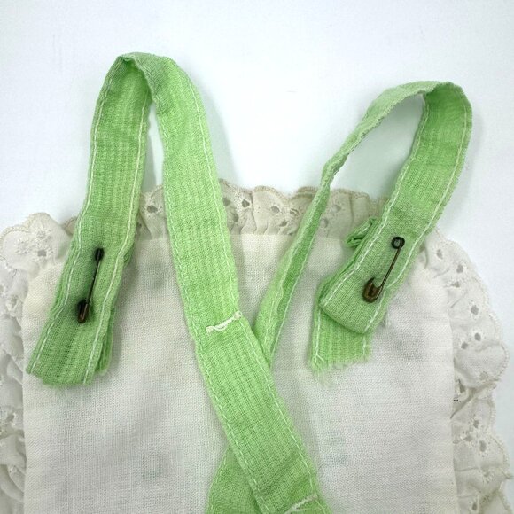 Vtg Infant Green & White Ruffled Floral Baby Romper 9 Months Polyester/Rayon - Picture 16 of 16